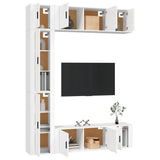 7 Piece TV Cabinet Set White Engineered Wood - Side View