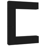 7 Piece TV Cabinet Set Black Engineered Wood