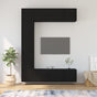 7 Piece TV Cabinet Set Black Engineered Wood