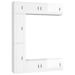 7 Piece TV Cabinet Set High Gloss White Engineered Wood