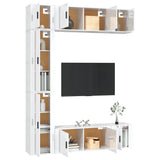 7 Piece TV Cabinet Set High Gloss White Engineered Wood - Side View