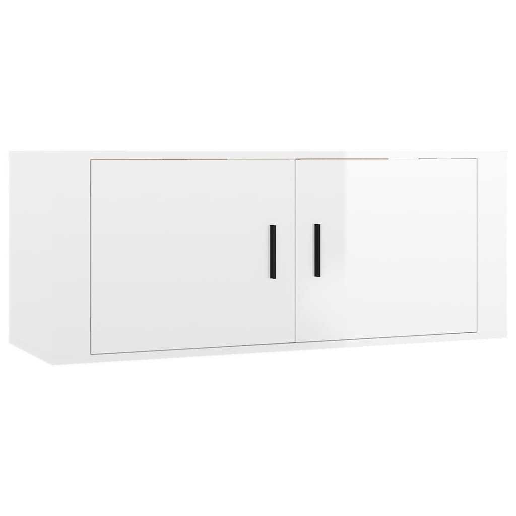 7 Piece TV Cabinet Set High Gloss White Engineered Wood