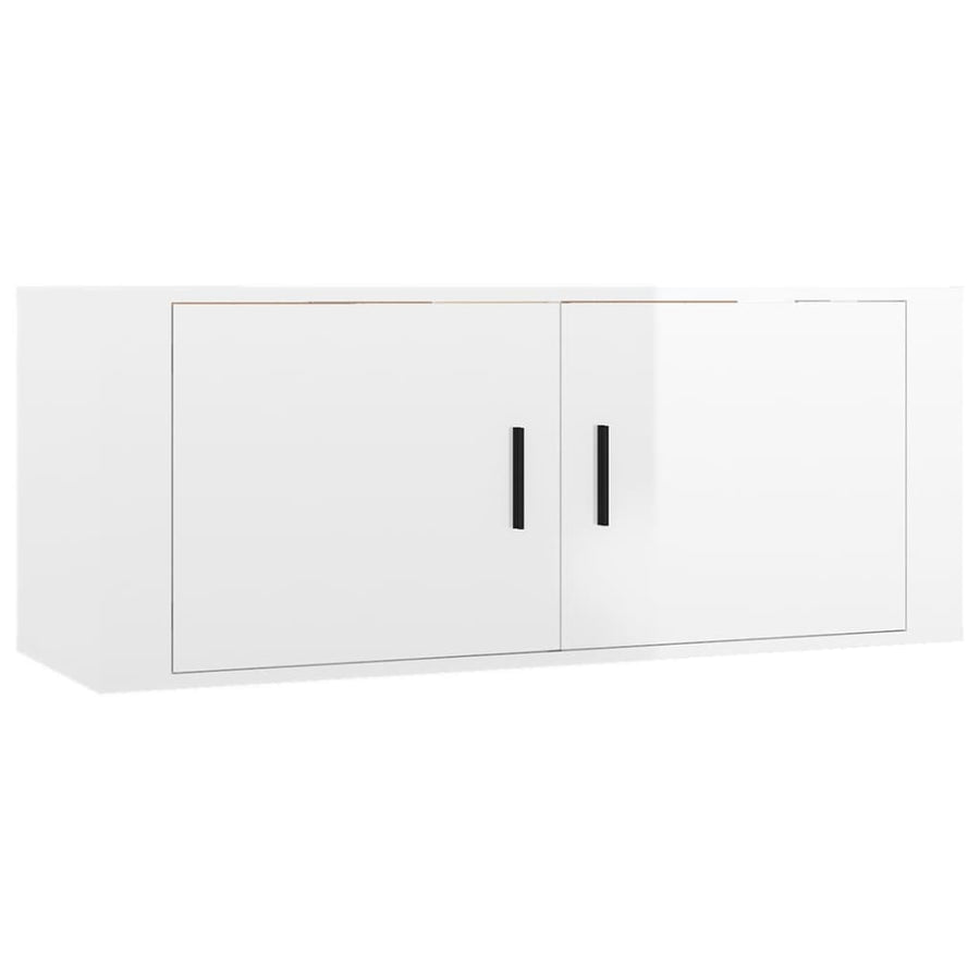 7 Piece TV Cabinet Set High Gloss White Engineered Wood