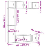7 Piece TV Cabinet Set High Gloss White Engineered Wood