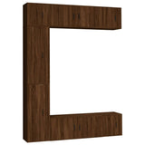 7 Piece TV Cabinet Set Brown Oak Engineered Wood - Front View