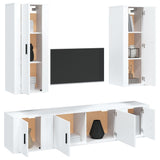 5 Piece TV Cabinet Set White Engineered Wood - Side View