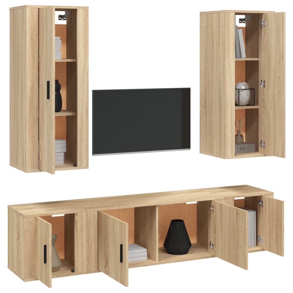 5 Piece TV Cabinet Set Sonoma Oak Engineered Wood