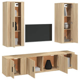 5 Piece TV Cabinet Set Sonoma Oak Engineered Wood - Side View