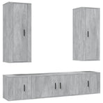 5 Piece TV Cabinet Set Concrete Grey Engineered Wood
