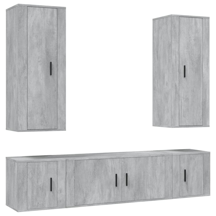 5 Piece TV Cabinet Set Concrete Grey Engineered Wood