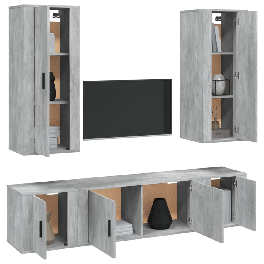 5 Piece TV Cabinet Set Concrete Grey Engineered Wood