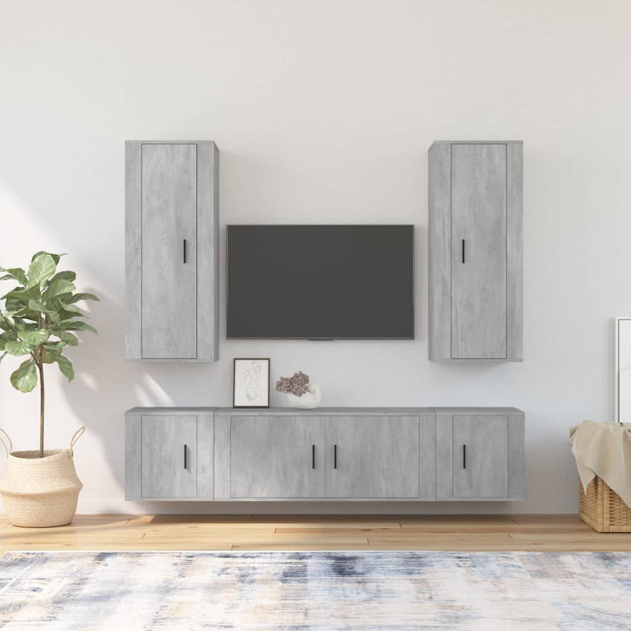 5 Piece TV Cabinet Set Concrete Grey Engineered Wood