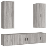 5 Piece TV Cabinet Set Grey Sonoma Engineered Wood - Front View