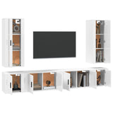 6 Piece TV Cabinet Set White Engineered Wood - Side View