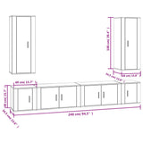 6 Piece TV Cabinet Set White Engineered Wood