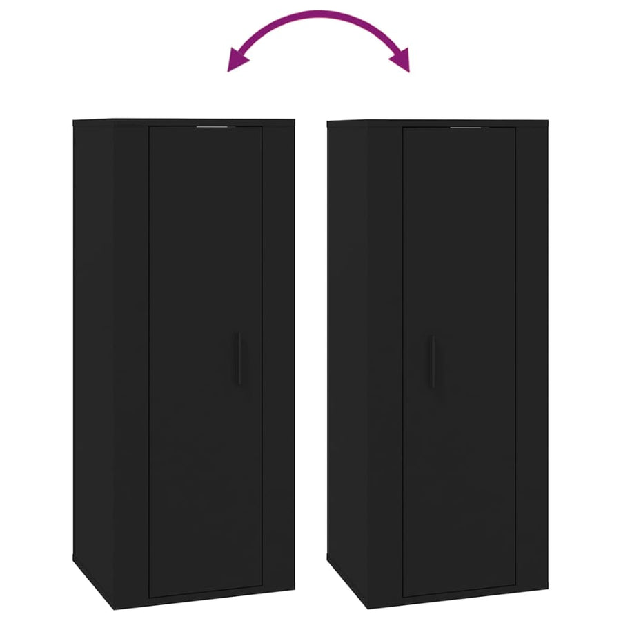 6 Piece TV Cabinet Set Black Engineered Wood