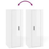 6 Piece TV Cabinet Set High Gloss White Engineered Wood - Low Angle