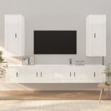 6 Piece TV Cabinet Set High Gloss White Engineered Wood
