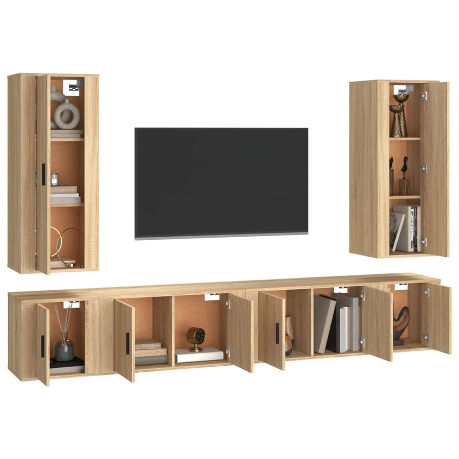 6 Piece TV Cabinet Set Sonoma Oak Engineered Wood