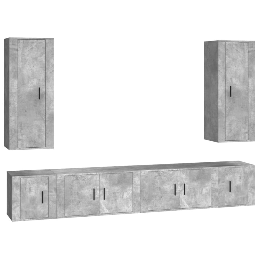 6 Piece TV Cabinet Set Concrete Grey Engineered Wood