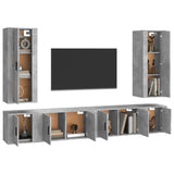 6 Piece TV Cabinet Set Concrete Grey Engineered Wood - Side View