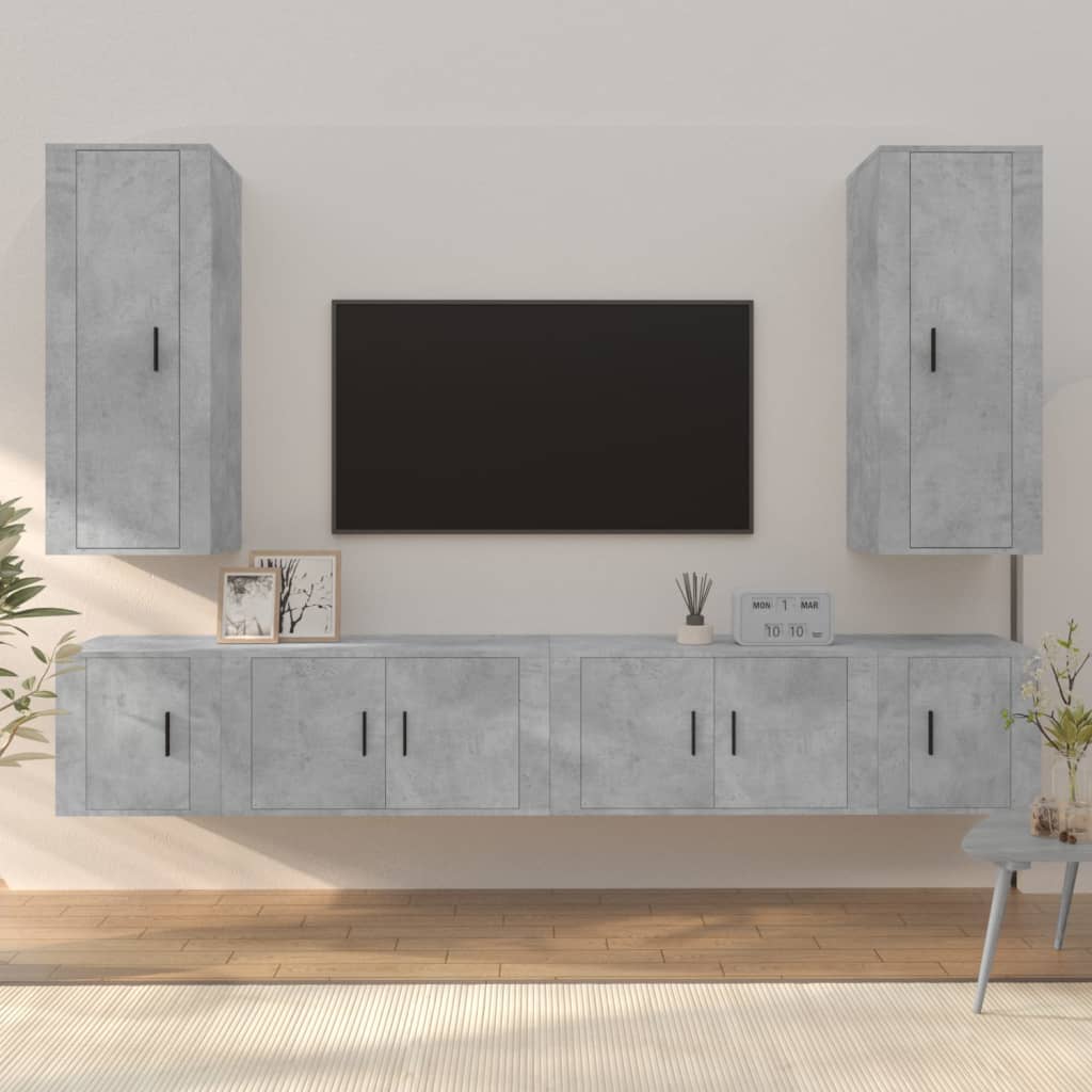 6 Piece TV Cabinet Set Concrete Grey Engineered Wood