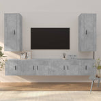 6 Piece TV Cabinet Set Concrete Grey Engineered Wood