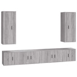6 Piece TV Cabinet Set Grey Sonoma Engineered Wood - Front View