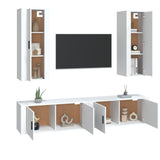 4 Piece TV Cabinet Set White Engineered Wood - Side View