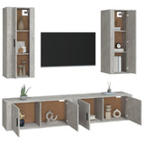 4 Piece TV Cabinet Set Concrete Grey Engineered Wood - Side View
