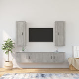 4 Piece TV Cabinet Set Concrete Grey Engineered Wood