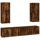 4 Piece TV Cabinet Set Smoked Oak Engineered Wood - Front View