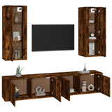 4 Piece TV Cabinet Set Smoked Oak Engineered Wood - Side View