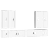 8 Piece TV Cabinet Set White Engineered Wood