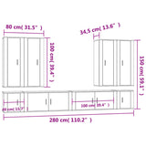8 Piece TV Cabinet Set White Engineered Wood - Extra Image