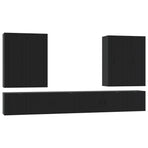 8 Piece TV Cabinet Set Black Engineered Wood