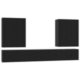 8 Piece TV Cabinet Set Black Engineered Wood - Front View