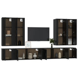8 Piece TV Cabinet Set Black Engineered Wood