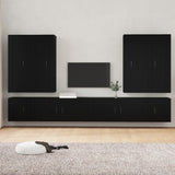 8 Piece TV Cabinet Set Black Engineered Wood