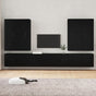 8 Piece TV Cabinet Set Black Engineered Wood