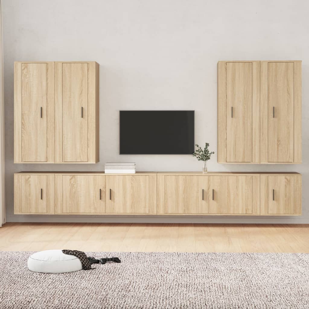 8 Piece TV Cabinet Set Sonoma Oak Engineered Wood
