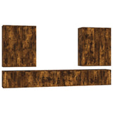 8 Piece TV Cabinet Set Smoked Oak Engineered Wood - Front View