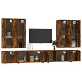 8 Piece TV Cabinet Set Smoked Oak Engineered Wood - Side View
