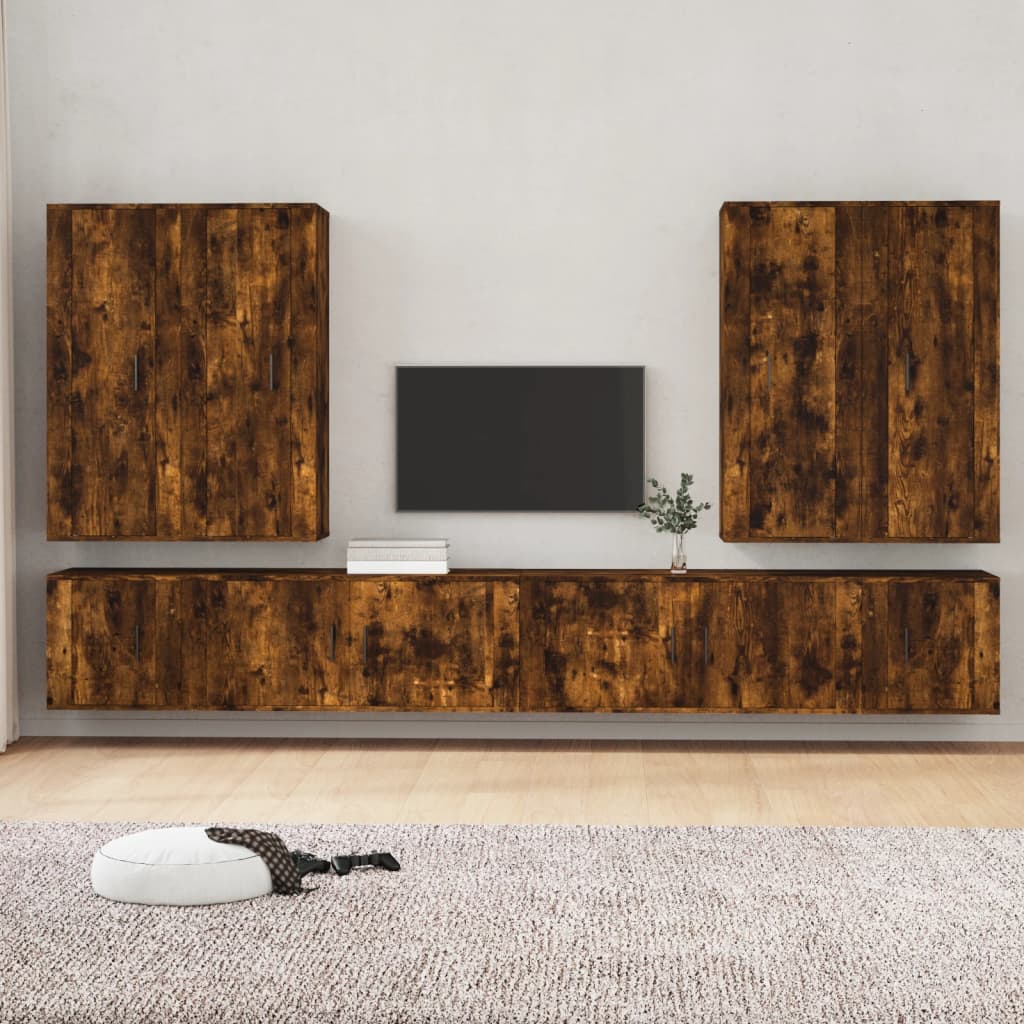 8 Piece TV Cabinet Set Smoked Oak Engineered Wood