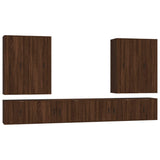 8 Piece TV Cabinet Set Brown Oak Engineered Wood - Front View
