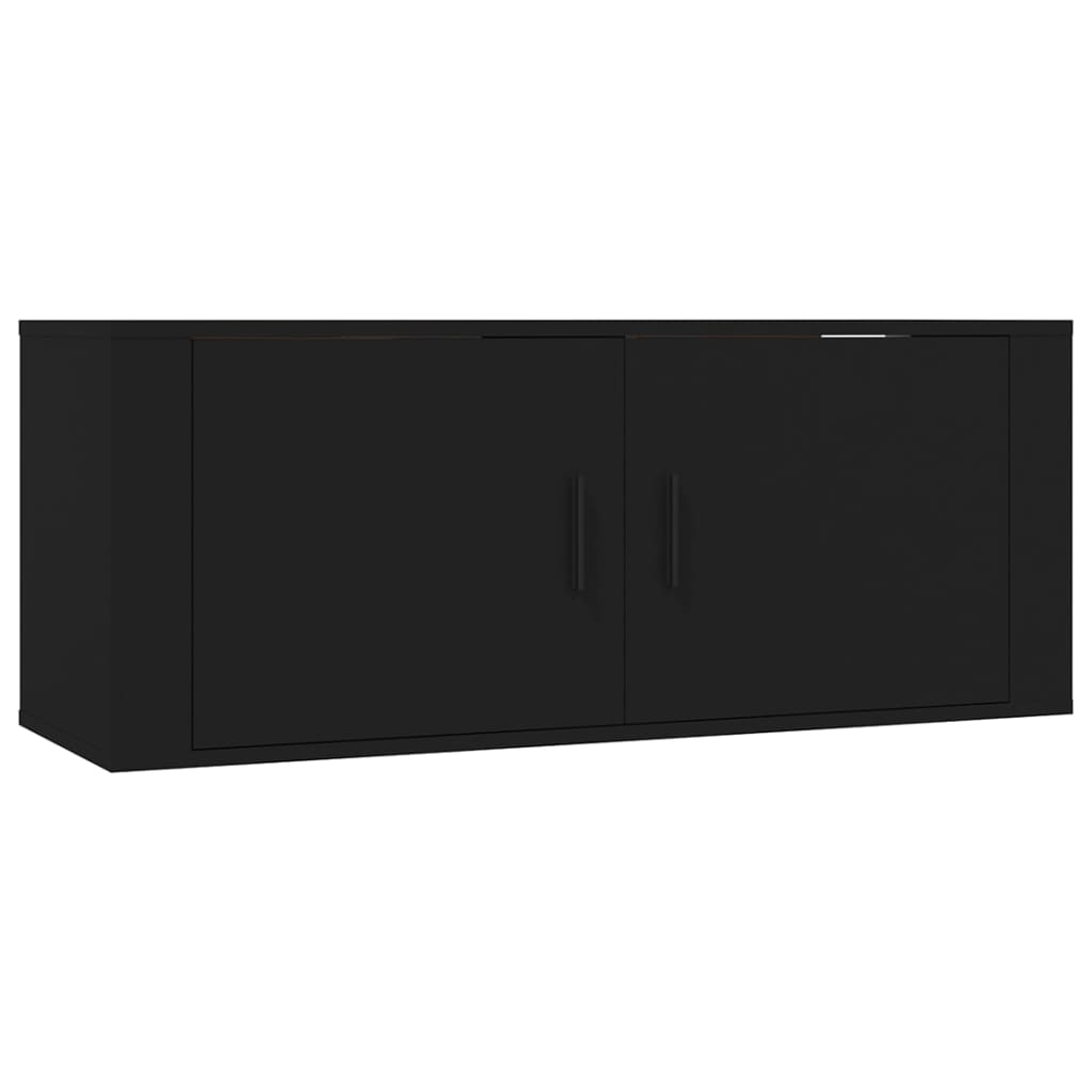6 Piece TV Cabinet Set Black Engineered Wood