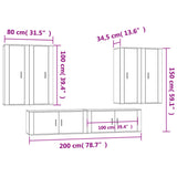 6 Piece TV Cabinet Set Black Engineered Wood - Extra Image