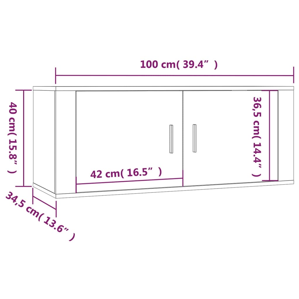 6 Piece TV Cabinet Set Black Engineered Wood