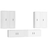 6 Piece TV Cabinet Set High Gloss White Engineered Wood