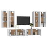 6 Piece TV Cabinet Set High Gloss White Engineered Wood - Side View